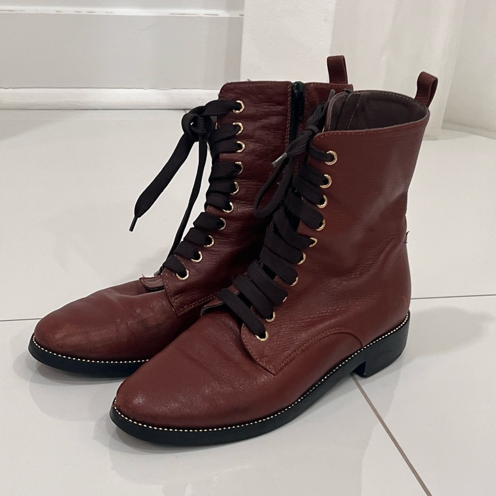 Woman’s A Soliani brown leather lace up bootie size 8.5